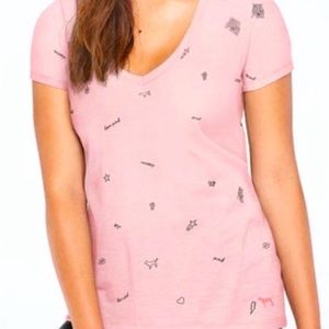 Victoria's Secret Love Pink Girl Power Logo V-neck Shirt